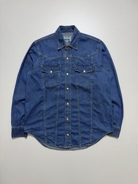 iceberg jeans western snap button long sleeve buttonup shirt mens